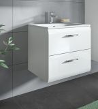 Waschbeckenunterschrank MIT Waschbecken Cover in wei Hochglanz Waschtisch hngend 60 x 55 cm