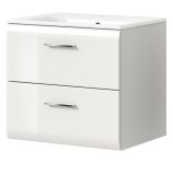 Waschbeckenunterschrank MIT Waschbecken Cover in wei Hochglanz Waschtisch hngend 60 x 55 cm