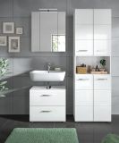 Badmbel Set 3-teilig Cover in wei Hochglanz Badkombination 135 x 185 cm