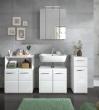 Badmbel Set 4-teilig Cover in wei Hochglanz Badkombination 180 x 185 cm