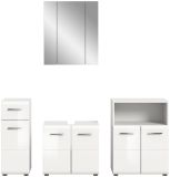 Badmbel Set 4-teilig Cover in wei Hochglanz Badkombination 180 x 185 cm
