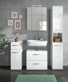 Badmbel Set 4-teilig Cover in wei Hochglanz Badkombination 150 x 185 cm