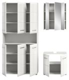 Badmbel Set 3-teilig Cover in wei Hochglanz Badkombination 165 x 185 cm