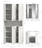 Badmbel Set 3-teilig Cover in wei Hochglanz Badkombination 165 x 185 cm