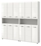 Badezimmer Hochschrank Set Cover in wei Hochglanz 2x Mehrzweckschrank 180 x 185 cm