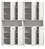 Badezimmer Hochschrank Set Cover in wei Hochglanz 2x Mehrzweckschrank 180 x 185 cm