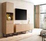 Wohnwand Breda in Stone Eiche Wohnkombination 2-teilig 273 cm, mit Push-to-Open