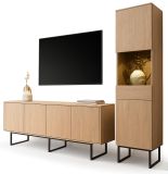 Wohnwand Breda in Stone Eiche Wohnkombination 2-teilig 273 cm, mit Push-to-Open