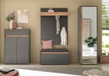 Schuhschrank Center in grau matt und Wotan Eiche Flurkommode 85 x 122 cm