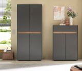 Garderobe Set 2-teilig Center in grau matt und Wotan Eiche Garderobenkombination 180 x 195 cm