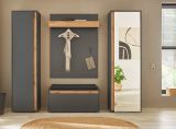 Garderobe Set 2-teilig Center in grau matt und Wotan Eiche Garderobenkombination 180 x 195 cm