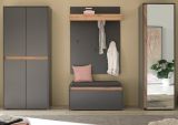 Garderobe Set 5-teilig Center in grau matt und Wotan Eiche Garderobenkombination 265 x 200 cm