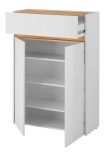 Schuhschrank Center in wei und Wotan Eiche Flurkommode 85 x 122 cm