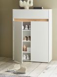 Schuhschrank Center in wei und Wotan Eiche Flurkommode 85 x 122 cm