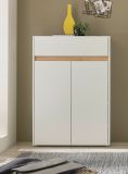 Schuhschrank Center in wei und Wotan Eiche Flurkommode 85 x 122 cm