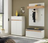 Schuhschrank Center in wei und Wotan Eiche Flurkommode 85 x 122 cm