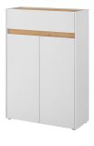 Schuhschrank Center in wei und Wotan Eiche Flurkommode 85 x 122 cm