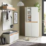 Schuhschrank Center in wei und Wotan Eiche Flurschrank 85 x 195 cm