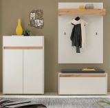Garderobe Set 4-teilig Center in wei und Wotan Eiche Garderobenkombination 195 x 200 cm