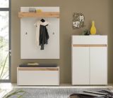 Garderobe Set 4-teilig Center in wei und Wotan Eiche Garderobenkombination 195 x 200 cm