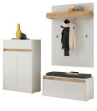 Garderobe Set 4-teilig Center in wei und Wotan Eiche Garderobenkombination 195 x 200 cm
