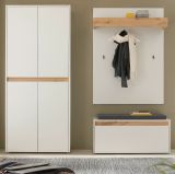 Garderobe Set 4-teilig Center in wei und Wotan Eiche Garderobenkombination 195 x 200 cm