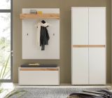 Garderobe Set 4-teilig Center in wei und Wotan Eiche Garderobenkombination 195 x 200 cm