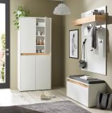Garderobe Set 4-teilig Center in wei und Wotan Eiche Garderobenkombination 195 x 200 cm