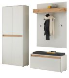 Garderobe Set 4-teilig Center in wei und Wotan Eiche Garderobenkombination 195 x 200 cm