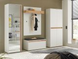 Garderobe Set 5-teilig Center in wei und Wotan Eiche Garderobenkombination 265 x 200 cm