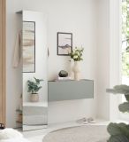 Garderobe Center in Salbei Kompaktgarderobe mit Spiegel 50 x 200 cm