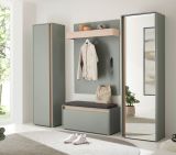 Garderobe Sitzbank Center in Salbei und Barista Eiche Garderobenbank 100 cm