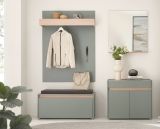 Schuhschrank Center in Salbei und Barista Eiche Flurkommode 80 x 70 cm