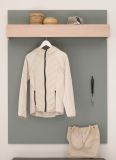 Garderobenpaneel Center in Salbei und Barista Eiche Wandgarderobe 100 x 135 cm