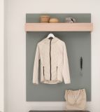 Garderobenpaneel Center in Salbei und Barista Eiche Wandgarderobe 100 x 135 cm