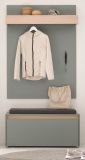 Garderobe Set 3-teilig Center in Salbei und Barista Eiche Garderobenkombination 100 x 200 cm