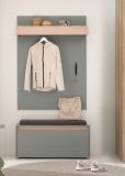 Garderobe Set 3-teilig Center in Salbei und Barista Eiche Garderobenkombination 100 x 200 cm
