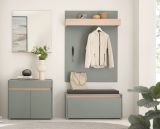 Garderobe Set 5-teilig Center in Salbei und Barista Eiche Garderobenkombination 190 x 200 cm