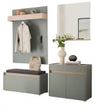Garderobe Set 5-teilig Center in Salbei und Barista Eiche Garderobenkombination 190 x 200 cm