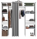 Parisot Kleiderschrank Combi in wei und grau Mehrzweckschrank mit Vorhang 198 x 203 cm