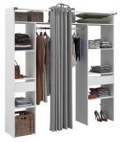 Parisot Kleiderschrank Combi in wei und grau Mehrzweckschrank mit Vorhang 198 x 203 cm