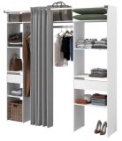 Parisot Kleiderschrank Combi in wei und grau Mehrzweckschrank mit Vorhang 198 x 203 cm