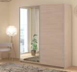 Kleiderschrank Swing in Jackson Eiche Schiebetrenschrank 2-trig mit Spiegel 178 x 203 cm, Soft-Close