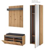 Garderobe Set 4-teilig Center in Evoke Eiche und grau Garderobenkombination 170 x 200 cm