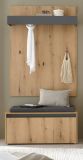 Garderobe Set 3-teilig Center in Evoke Eiche und grau Garderobenkombination 100 x 200 cm