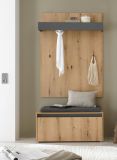 Garderobe Set 3-teilig Center in Evoke Eiche und grau Garderobenkombination 100 x 200 cm