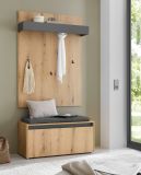 Garderobe Set 3-teilig Center in Evoke Eiche und grau Garderobenkombination 100 x 200 cm