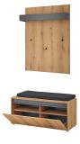 Garderobe Set 3-teilig Center in Evoke Eiche und grau Garderobenkombination 100 x 200 cm