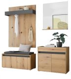Garderobe Set 5-teilig Center in Evoke Eiche und grau Garderobenkombination 190 x 200 cm