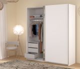 Kleiderschrank Swing in wei Schiebetrenschrank 2-trig mit Spiegel 178 x 203 cm, Soft-Close